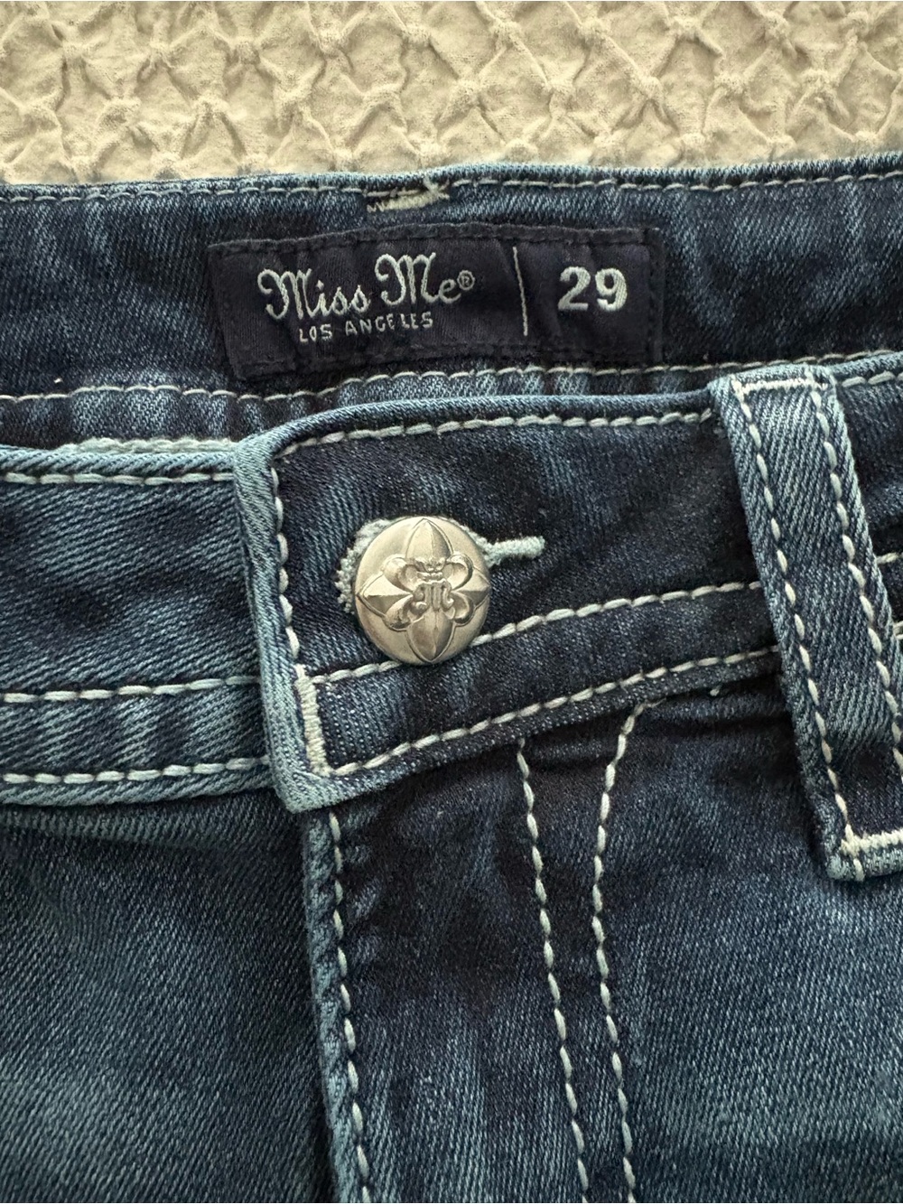Miss Me Blue Denim Jeans with Decorative Button - Picture 4 of 6
